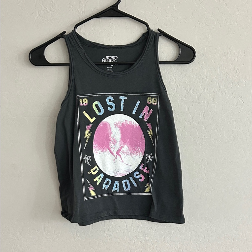 Mono B Black Graphic Crop Tank Top